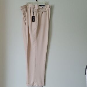 Chaps Men's Light Cream Stone Pleated Dress Pants